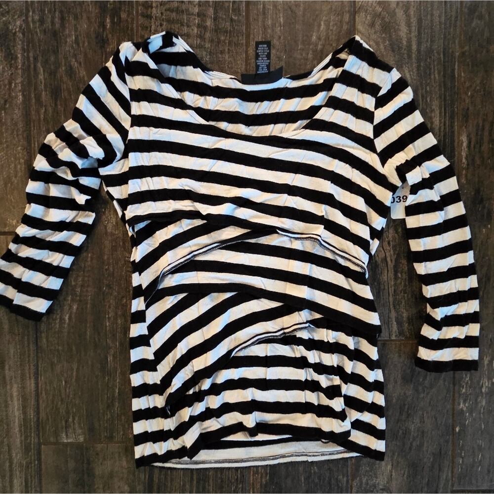#399 INC International Concepts Black and White Striped Top